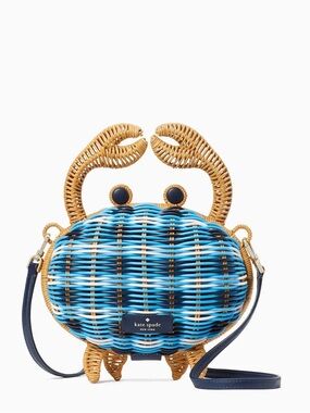 NWOT: Kate Spade Pinch Me Blue Wicker Crab Crossbody Bag Novelty Gift Blue